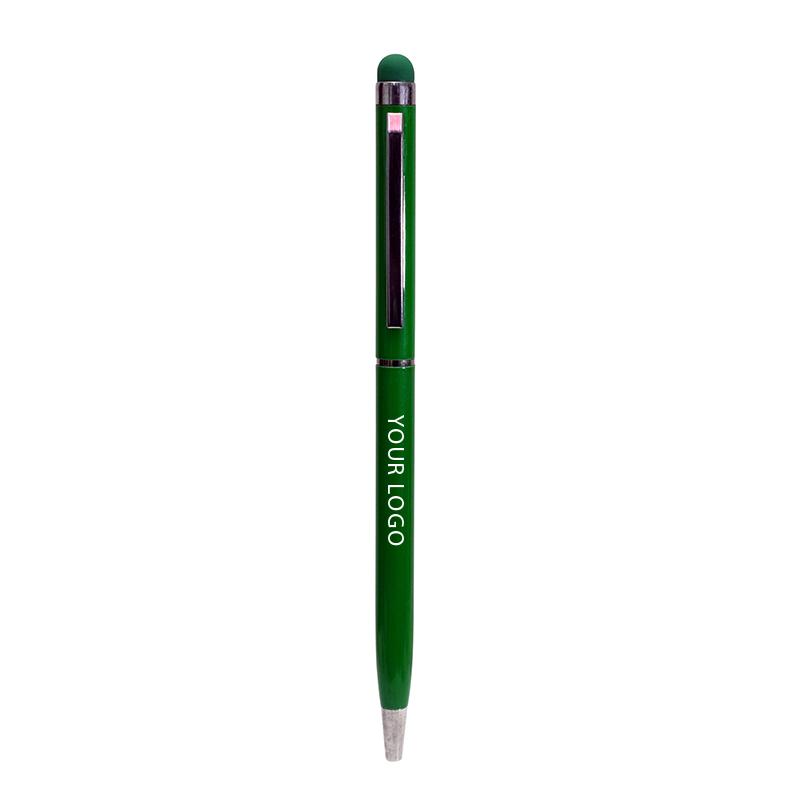 Metal Slim Pen - Green Color With Sliver Plated Clip & Tip